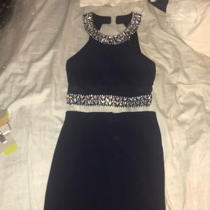 Navy Blue, Tight, Two-Piece Set